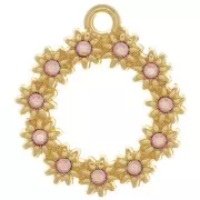 Colgante corona de flores 19,5 mm para cabujón de 1,8 mm - Chapado en oro x1