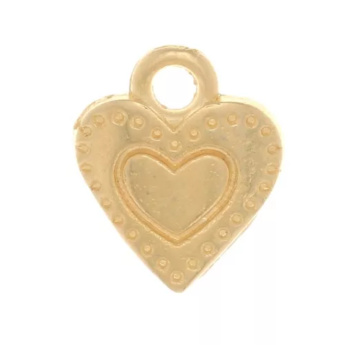 Mini colgantes de corazón trabajados 8x7 mm - Chapado en oro x5