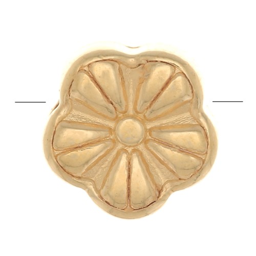 Cuenta de flor de 9 mm - Chapado en oro x1