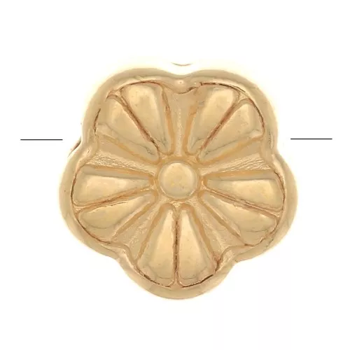 Cuenta de flor de 9 mm - Chapado en oro x1