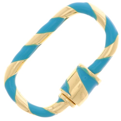 Cierre de rosca ovalado con resina 25x16 mm - Oro - Turquesa x1