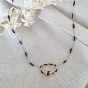 Cierre de rosca ovalado con resina 25x16 mm - Oro - Turquesa x1