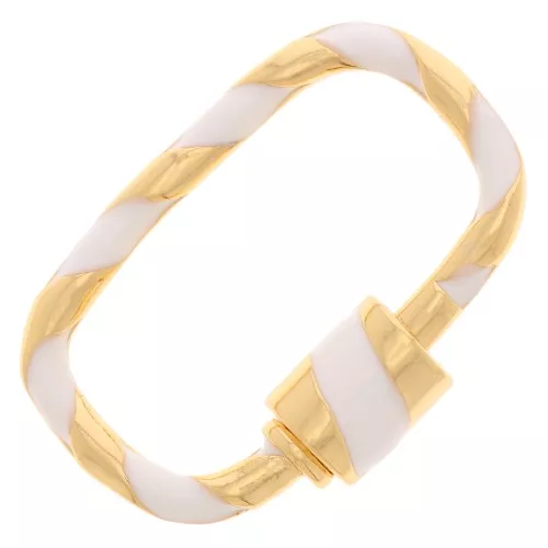 Cierre de rosca ovalado con resina 25x16 mm - Oro - Blanco x1