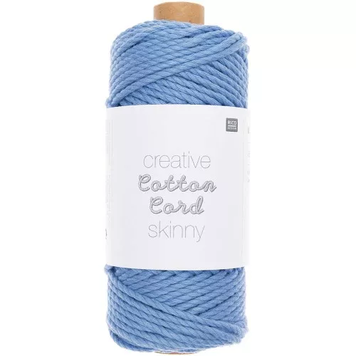 Cordón de algodón de 3mm Macramé Skinny Blue x 55m