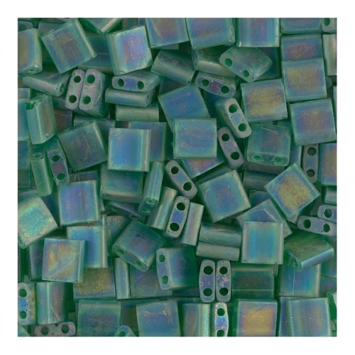 Miyuki Tila Beads 5x5x1.9 mm TL-0146FR - Mat Tr Green AB x10g
