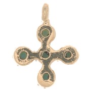 Mini Cruz de 9x7 mm con óxido de zirconio de 1,7 mm - Dorado con Oro - Turquesa x1
