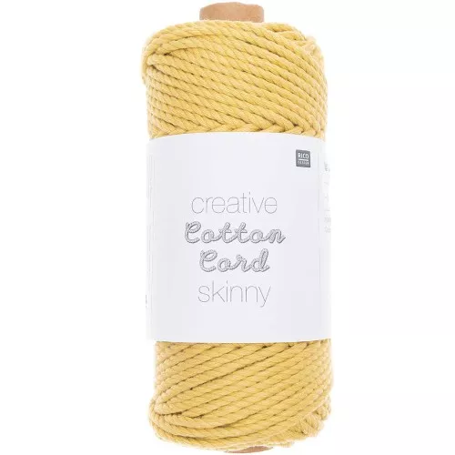 Cordón de algodón de macramé de 3 mm amarillo delgado x 55 m