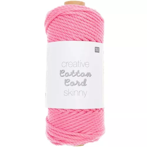 Cordón de algodón de macramé de 3 mm rosa fino x 55 m