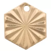 Lentejuela hexagonal trabajada 10x9 mm - Gold filled x1