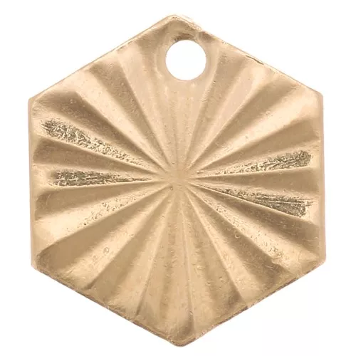 Lentejuela hexagonal trabajada 10x9 mm - Gold filled x1