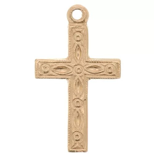 Colgante cruz trabajada 17x10 mm - Gold filled x1