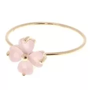 Anillo flor con 4 pétalos de cristal Talla 54 Rosa Claro - Dorado 3 micras x1