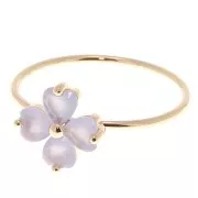 Anillo flor con 4 pétalos de cristal - Talla 52 - Lavanda - 3 micras chapado en oro x1