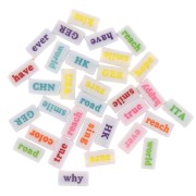 Surtido de 60 cuentas rectangulares palabras al azar 15x7,5 mm Blanco - Multicolor|raw }}