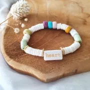 Surtido de 60 cuentas rectangulares palabras al azar 15x7,5 mm Blanco - Multicolor