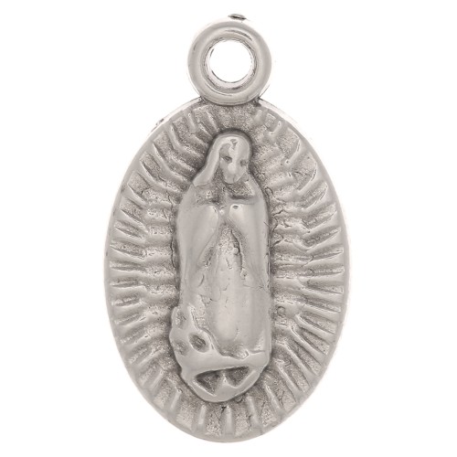 Oval Charm Virgin 16x10 mm - Plateado antiguo x1