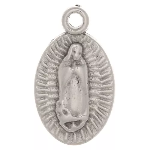 Oval Charm Virgin 16x10 mm - Plateado antiguo x1