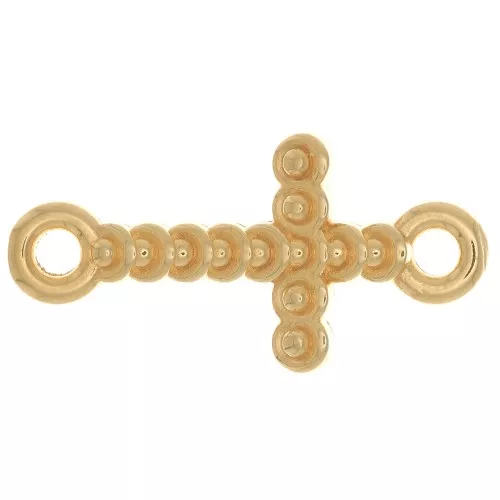 Cruz entrepieza trabajada 2 anillos 22x11 mm - Dorado x1