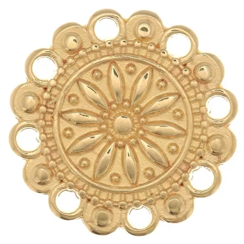 Entreprieza de flor trabajada con múltiples agujeros de 19 mm - Chapado en oro x1