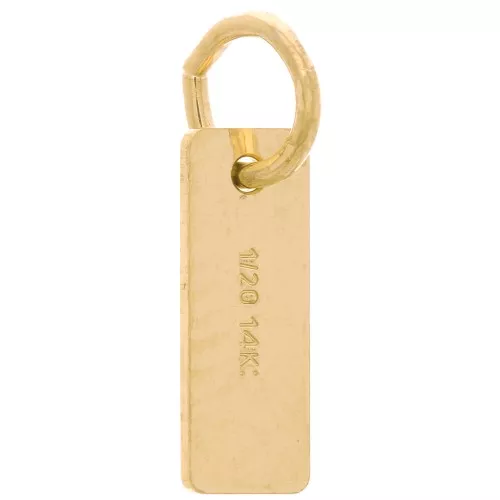 Mini dije rectangular 8x3 mm con anilla abierta - Gold filled x1