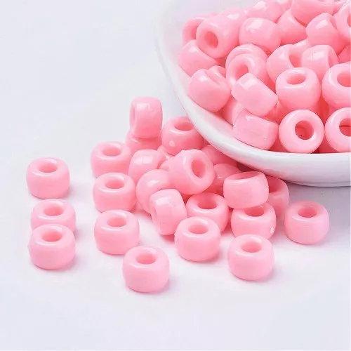 Cuentas con agujeros grandes - Cuentas Pony - 9x6 mm Rosa x50