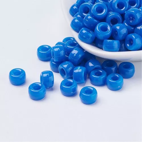 Cuentas con agujeros grandes - Cuentas Pony - 9x6 mm Azul x50