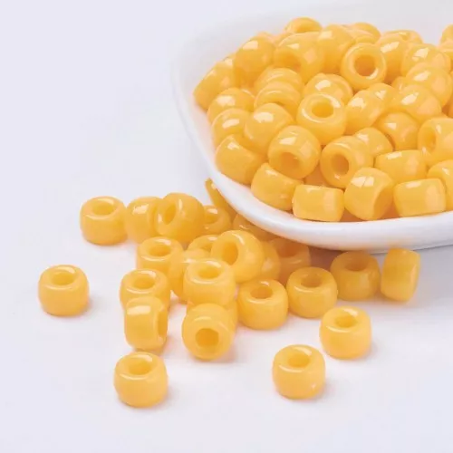 Cuentas con agujeros grandes - Cuentas Pony - 9x6 mm Mostaza x50