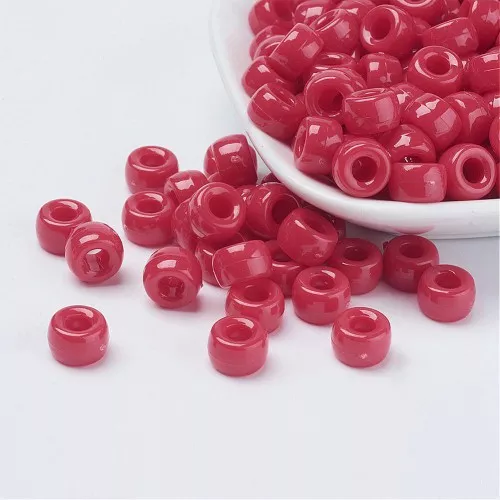 Cuentas con agujeros grandes - Cuentas Pony - 9x6 mm Rojo x50