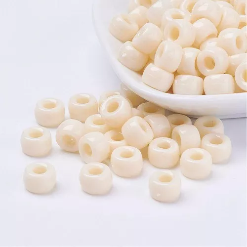 Cuentas con agujeros grandes - Cuentas Pony - 9x6 mm Crema x50