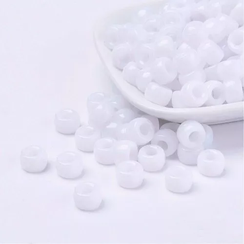 Cuentas con agujeros grandes - Cuentas Pony - 9x6 mm Blanco x50