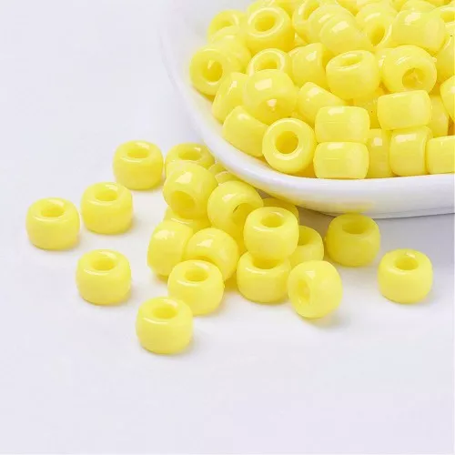 Cuentas con agujeros grandes - Cuentas Pony - 9x6 mm Amarillo x50