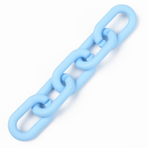 Eslabones acrílicos ovalados 27X16 mm - Azul cielo opaco Mate x10