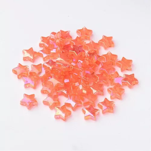 Cuentas de estrella iridiscente - 11 mm Naranja AB x50