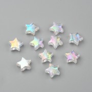 Cuentas de estrella iridiscente - 11 mm Blanco AB x50|raw }}