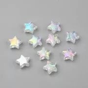 Cuentas de estrella iridiscente - 11 mm Blanco AB x50