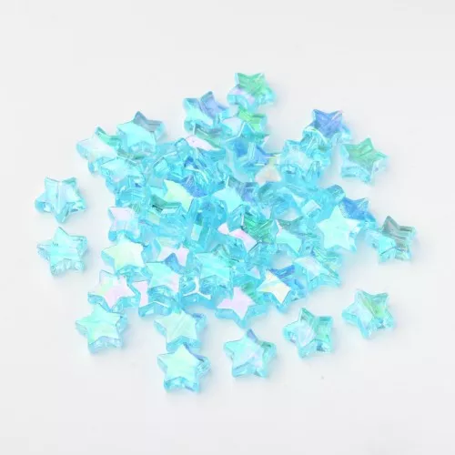 Cuentas de estrella iridiscente - 11 mm Azul AB x50