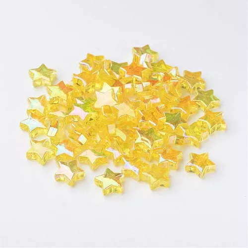 Cuentas de estrella iridiscente - 11 mm Yellow AB x50