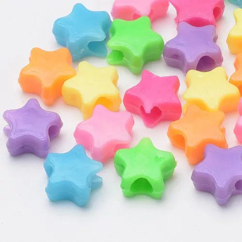 Cuentas de estrella agujeros grandes - 10 mm - Multicolor x50