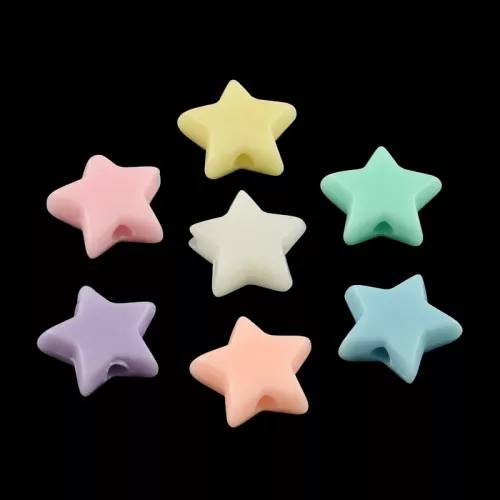 Cuentas de estrella - 10 mm - Multicolor Pastel x50
