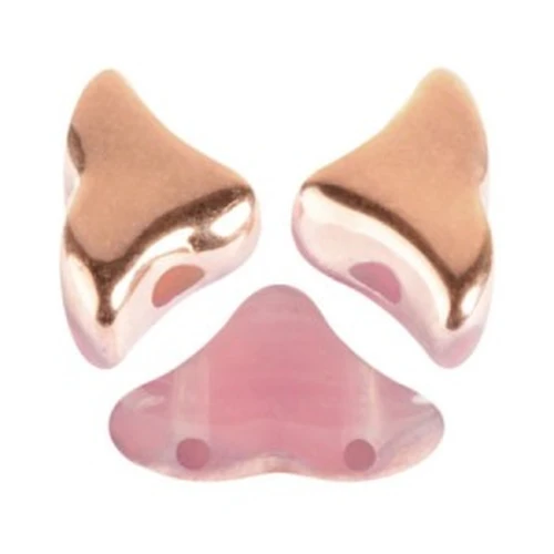 Cuentas de vidrio Hélios® por Puca® 6x10 mm - Rose Opal Capri Gold x10g