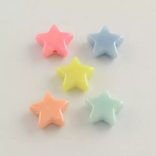 Cuentas de estrella iridiscente - 14 mm - Multicolor Pastel x50