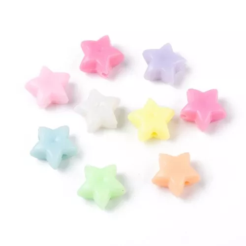 Cuentas de estrella - 11 mm - Multicolor Pastel x50