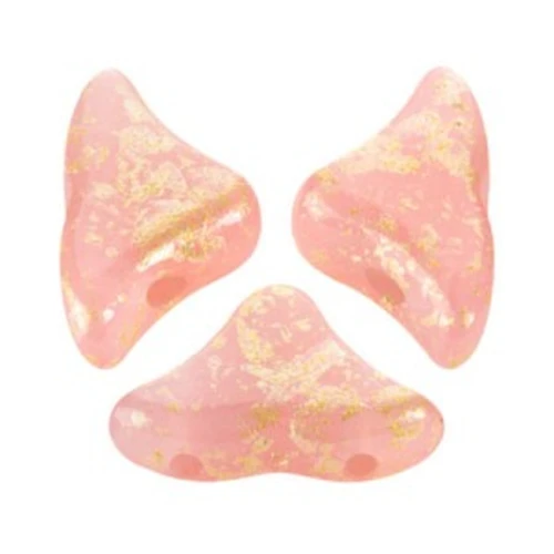 Cuentas de vidrio Hélios® por Puca® 6x10 mm - Rose Opal Gold Splash x10g