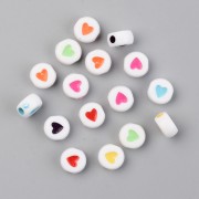 Surtido de 20 cuentas redondas de corazón - 7 mm - Blanco - Multicolor|raw }}