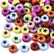 Surtido de 20 cuentas redondas en forma de estrella - 7 mm - Multicolor - Negro|raw }}