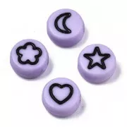 Surtido de 20 cuentas redondas mixtas estrellas y corazones 7mm - Morado - Negro