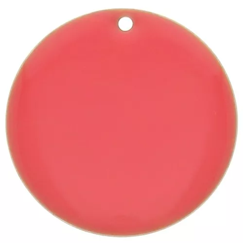 Dije redondo de metal y resina epoxi 25 mm - Rose Corail x1