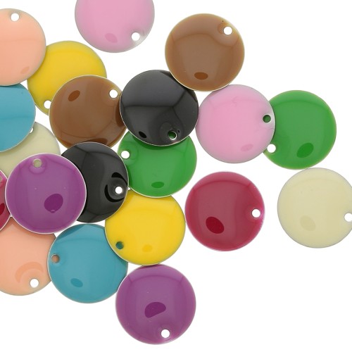 Surtido de cequíes esmaltados epoxy redondos 12 mm - Multicolore x20
