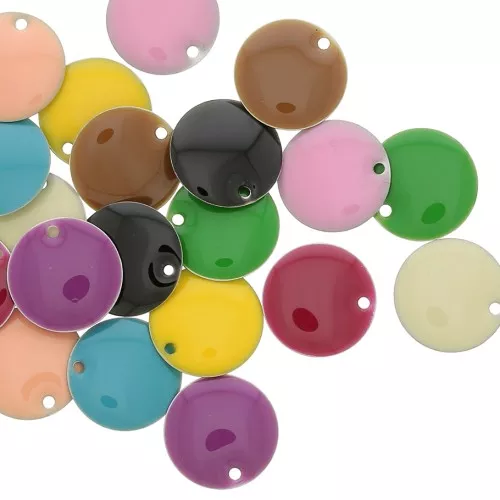 Surtido de cequíes esmaltados epoxy redondos 12 mm - Multicolore x20