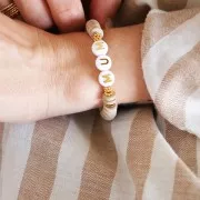 Surtido de 200 letras alfabéticas redondas en relieve de 10 mm de oro pastel